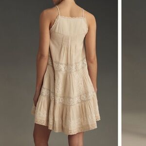 Anthropologie Cream Babydoll Mini Dress Sleeveless